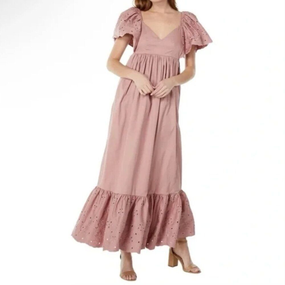 En Saison Dusty Rose Eyelet Maxi Dress